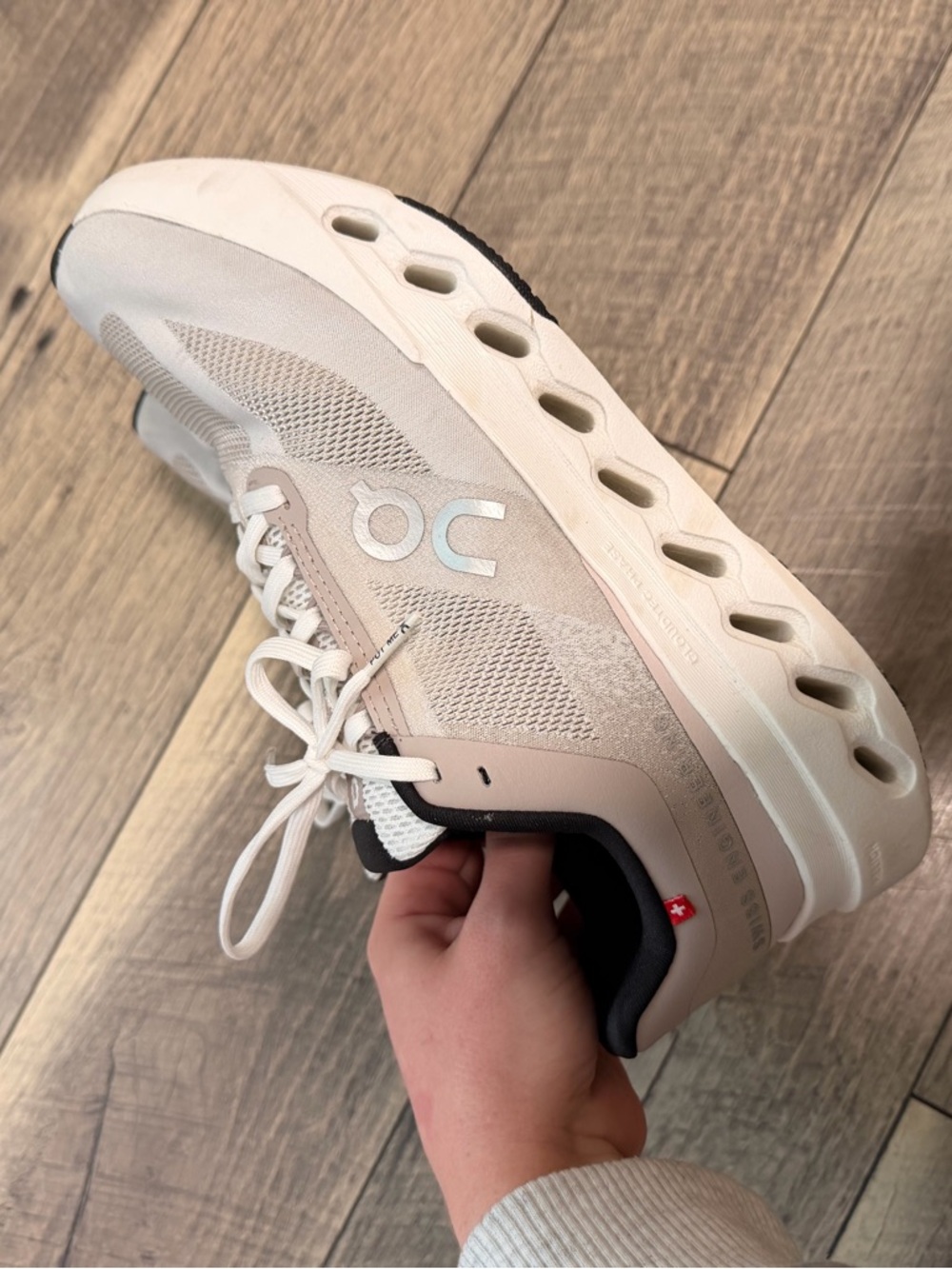 On Running Cloudstratus Women's Running Shoes in Beige and White